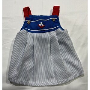 Little Bitty Sun Dress Girls 3T Blue Vintage Summer Beach Coastal USA Midi